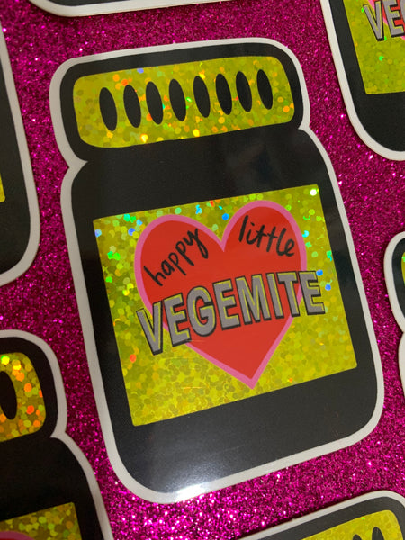 Happy Little Vegemite glitter sticker
