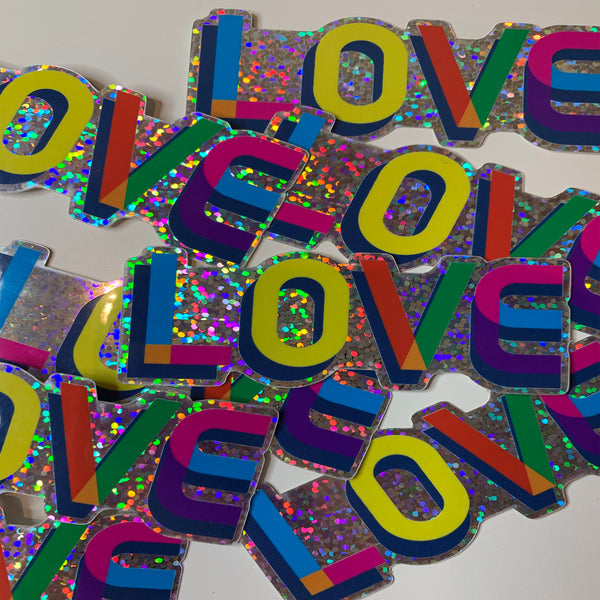 LOVE glitter sticker