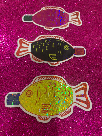 Soy Sauce Fish glitter stickers