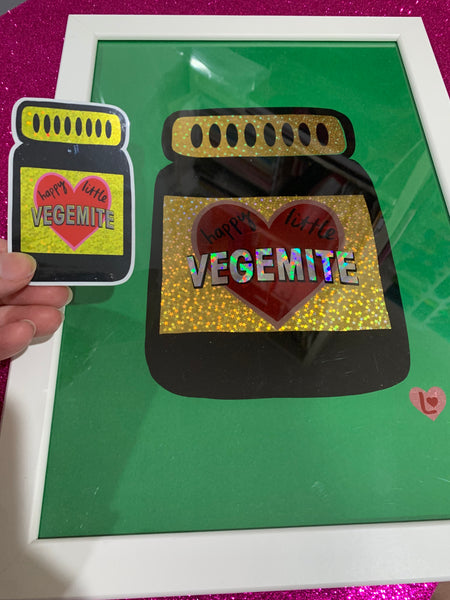 Happy Little Vegemite glitter sticker
