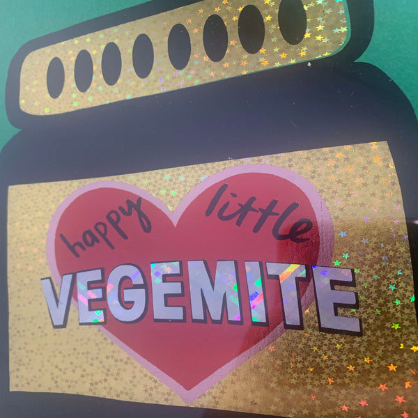 Happy Little Vegemite glitter sticker
