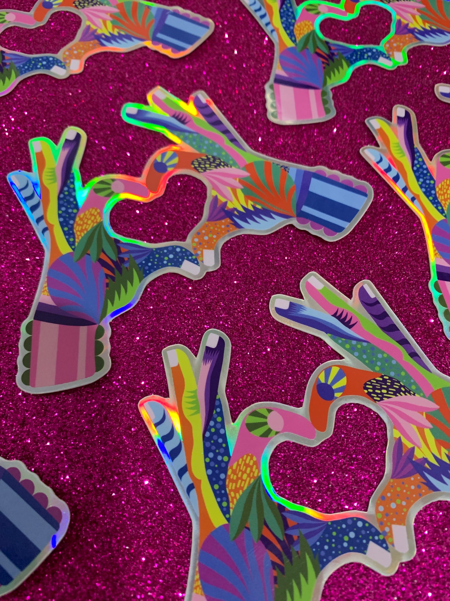 Heart holographic sticker
