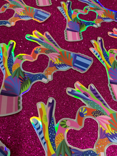 Heart holographic sticker